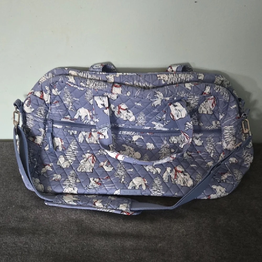 Vera Bradley Weekender Travel Bag Polar Bear Blue Quilted Large Carry On
